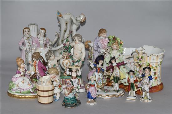 A collection of twelve Continental porcelain figures and groups